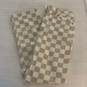 Straight Leg Checkerboard Jeans
